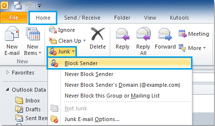 Junk Email Options
