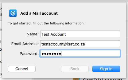Mail account settings